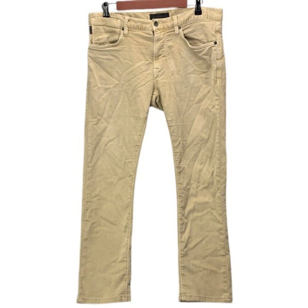 John Varvatos Men's Slim Straight Jeans in Tan